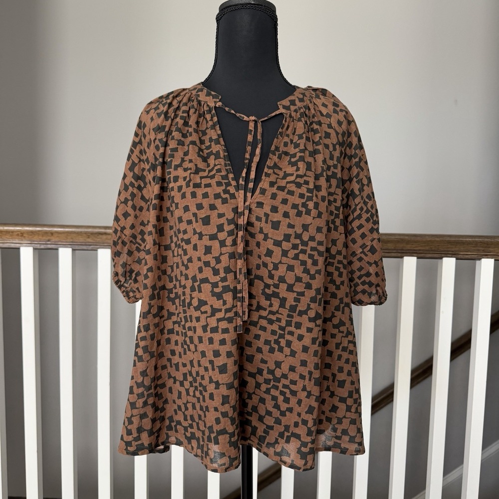 Apiece Apart Lumina Popover Blouse S Puff Sleeve Boho Quiet‎ Luxury Oversized